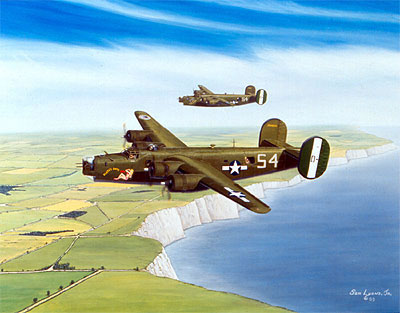 "Home To Halesworth" - Sam Lyons - B-24 Liberator World War II Aviation Art